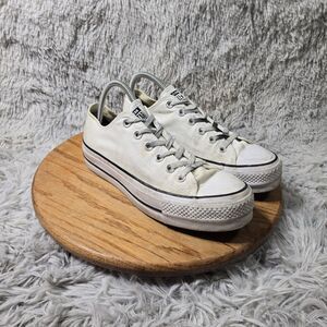 Converse Chuck Taylor Shoes Womens 9 Lift Platform Sneakers White Low 560251F